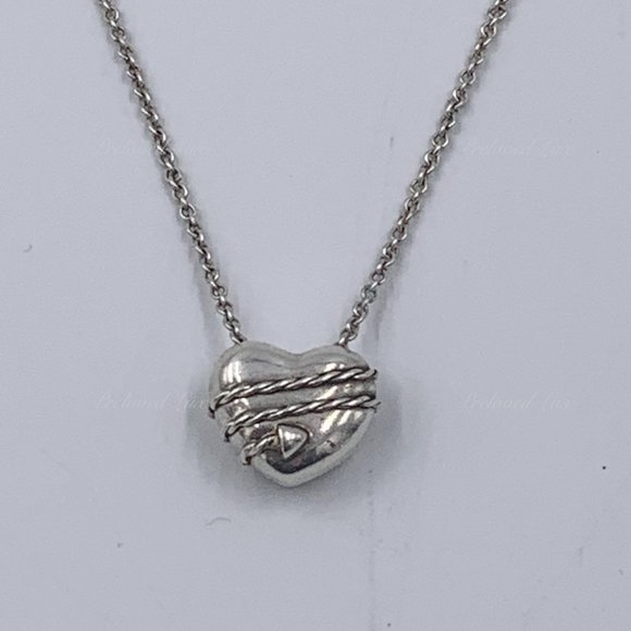 Authentic Tiffany & Co Silver Solid Heart Necklace - Picture 3 of 9